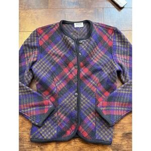 Vintage 80s Missoni Made In Italy Womens Colorful Plaid Button Front Blazer
